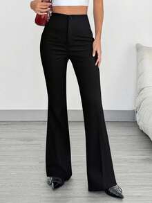 Quần ống đứng màu đen cạp cao thanh lịch dành cho nữ, thích hợp cho các buổi đi chơi hàng ngày, đi làm, ở nhà, hẹn hò, tiệc nhỏ, các dịp xã giao nhẹ nhàng, Giáng sinh, năm mới - màu đen - Xem 3