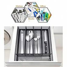 XZGB Utensil Drawer Organizer Mesh Wire Silverware Organizer Divider For Kitchen Stainless Steel Cutlery Flatware Storage Tray With Non-Slip Foam Feet 5 Compartment 12.5 X 9.2Inch Black - màu đen - Xem 4