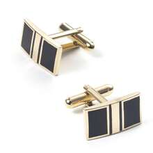 1 Pair High Grade Gold Men Gentle Copper Geometric Pattern Cufflinks For Business - Silver - View 3