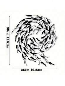 1 件装饰性金属鱼壁雕 - 当代沿海家居装饰，动物主题，无需用电，优雅的悬挂装饰 - 黑色 - 查看 7