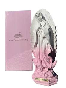 Statue Of The Virgin Mary - Religious Decorations - White and Pink - View 2