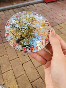 1个便携式凸面圆镜，圆形广角镜 - 化妆镜，适用于卧室、客厅、户外、旅行摄影，无需电源，无羽毛装饰，自拍道具 - 彩色 - 查看 3