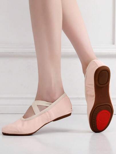 Balettskor med mjuka sulor för inomhus- och utomhusbruk, dansskor, yogaskor, övningsskor, platta skor, moderna dansskor, klassiska dansskor, bekväma och hållbara, halkfria, elastiska öppningar, knytfri design