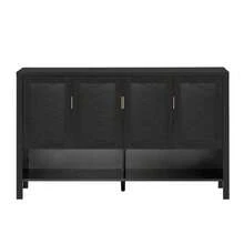 MERAX 55.1''Storage Sideboard With 4-Doors,Multi Functional Buffet With Open Shelf And 2-Tiers Adjustable Shelves,Modern Cabinet With Double Hooks,Suitable For Living Room, Hallway, Dining,Office, Black - 黑色 - 查看 10