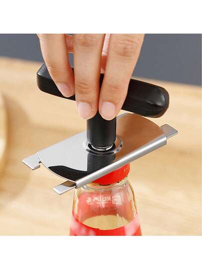 1pc Stainless Steel Can Opener, Labor-Saving Easy Rotating Multifunctional Bottle Opener, Anti-Slip Kitchen Tool For Home & Restaurant Use