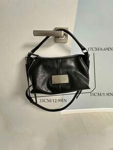 复古摩托车风格女士托特包，大容量，休闲，时尚，通勤，户外，日常购物，单肩包和斜挎包，时尚女士包 - 黑色 - 查看 6