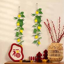 悬挂式人造柠檬藤蔓，配以仿真黄色柠檬 - 适用于书架/墙壁/办公室/卧室/客厅/情人节/圣诞节及其他场合 - 彩色 - 查看 11