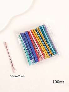 50/100 buc agrafe de păr invizibile ondulate, negre și colorate, pentru femei, dintr-o singură bucată, agrafe cu breton lateral, accesorii de păr pentru a face cocuri, coafare la modă și pentru naveta, agrafe cu gheare, agrafă de păr, agrafe de păr - Multicolor - Vizualizare 1