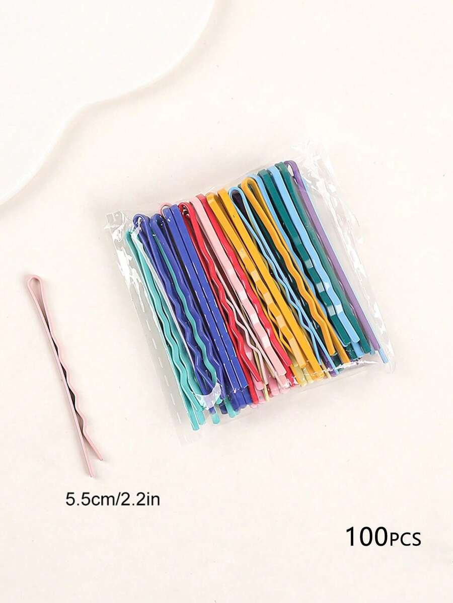 50/100 buc agrafe de păr invizibile ondulate, negre și colorate, pentru femei, dintr-o singură bucată, agrafe cu breton lateral, accesorii de păr pentru a face cocuri, coafare la modă și pentru naveta, agrafe cu gheare, agrafă de păr, agrafe de păr - Multicolor - Vizualizare 1