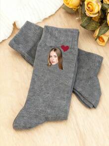 1双定制人脸袜子，情侣照片袜子，趣味情侣礼物，照片印花袜子，个性化趣味人脸袜子，情侣袜，个性化袜子，送给男朋友的礼物，情人节袜子，送给他/她的理想礼物，男朋友，女朋友，家人，朋友，她，秋季 - 彩色 - 查看 4
