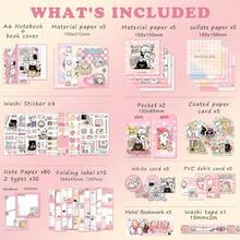 Vintage Scrapbook Kit346pcs Bullet Junk Journal Kit With Journaling/Scrapbooking Supplies, Stationery, A6 Grid Notebook With Graph Ruled Pages, Teen Women - Vintage - Cat - View 2