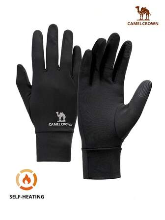 CAMEL CROWN Running Sports Windproof Plus Velvet Warm Gloves Non-Slip Shock Absorbing Cycling Gloves