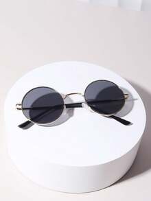 1 Pair Men's Retro Stylish Gold-Rimmed Round Glasses, Fashion Accessory - Multicolor - View 8