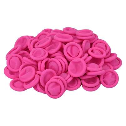 100 Pcs Finger Cots, Disposable Finger Protectors, Latex Anti-Static Finger Tip Rubber Protect Keeping Dressing Dry And Clean (Medium, Pink),Medium,Pink
