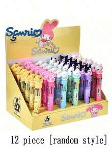 12pcs/Set Sanrio Series Acrylic Gel Pens - Yuguigou, Kulomi, Mileti, Hapag, Hello Kitty - Cute Cartoon Character Retractable Medium Point Pens, Suitable For Office & School Supplies - Multicolor - View 18