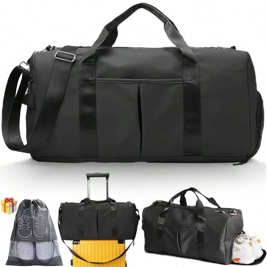 Bolsa de Deporte para Gimnasio Seca/Húmeda con Bolsillo Separado y Compartimento para Zapatos - Ideal para Viajes, Entrenamiento, Natación y Yoga, Unisex Adulto (Azul) - Azul - Ver 1