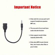 通用 USB-AUX 音频线：即插即用，高速 Cat 7 3.5mm 车载音频线，3.5mm OTG 转接线，适用于车内及其他场所的无缝音频连接，3.5mm AUX 转 USB 音频线，黑色车载 AUX 适配器，USB 耳机转换器，公头转母头，迷你 USB 接口，USB 供电，≤36V 工作电压 - 黑色 - 查看 8