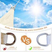 3 x 4m Toldo Vela de Sombra Rectangular Impermeable Sun Shade Sail Malla Sombra Reforzada para Exteriores Bloqueo UV de Arena Raschel Toldo para Patio Exteriores Terraza Jardín CampingShade Cloth - Beis - Ver 4