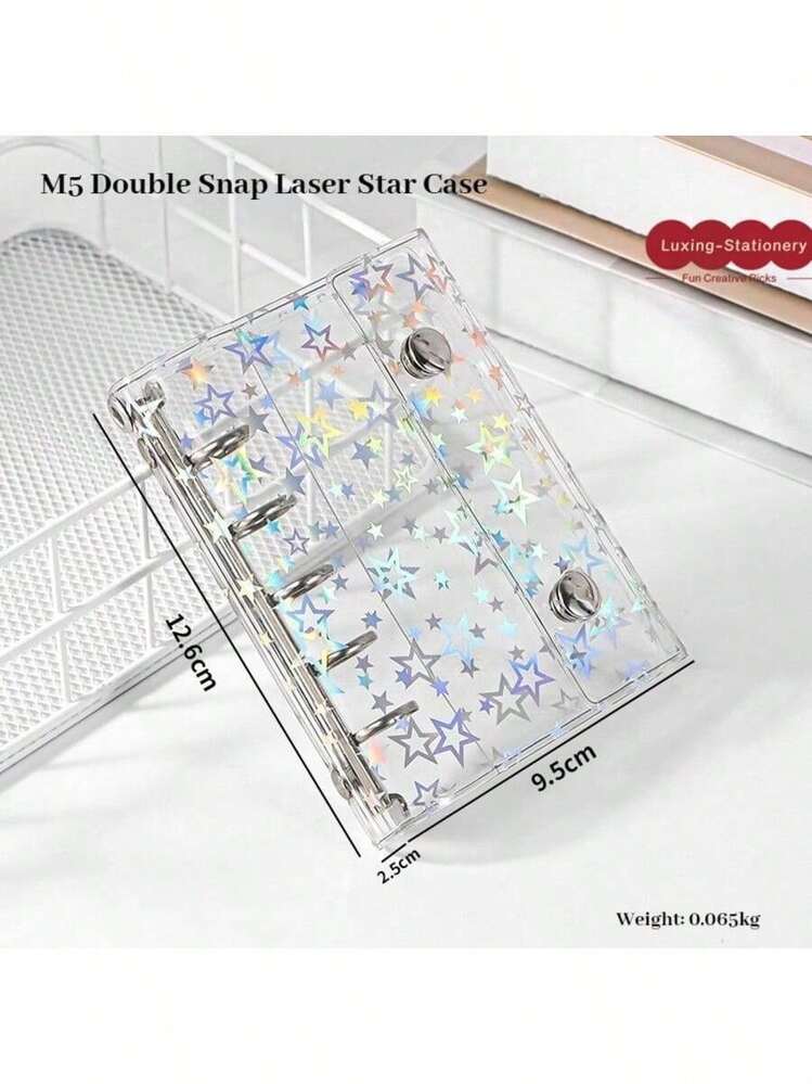 A6、A7、M5サイズ トランスペアレント カラフルスター柄 リングバインダー、スター型PVCカバー ダイアリーノート、防水ノートパッド 学生、ジャーナリング愛好家、旅行者、オフィスワーカー、文具愛好家向け、学校、旅行、オフィス、自宅、屋外で使用可能、防水&耐久性、詰め替え可能ページ、メモ、ジャーナリング、持ち運び&収納シール帳しーる帳シール - マルチカラー - 見る 5