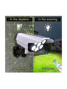 1个户外太阳能感应灯，2000流明，77颗LED灯珠，带遥控器；无线模拟监控摄像头，适用于酒店门廊、花园、露台、车道等场所。