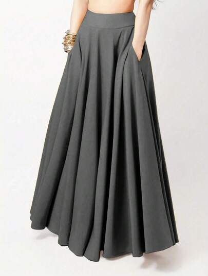 女士休闲纯色半身裙，夏季