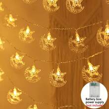 1 Dây đèn hình mặt trăng ôm sao, Dây đèn hình mặt trăng sao, Dây đèn LED, Đèn chiếu sáng mới lạ, Dây đèn, Đèn trang trí để bàn, Đèn cổ tích, Dây đèn trong nhà, Nguồn điện từ hộp pin, Thích hợp để trang trí lễ hội, Trang trí nhà cửa, Ngày lễ tình nhân, Lễ tạ ơn, Phòng ngủ, Phòng khách, Trang trí hành lang - Dây đèn hình mặt trăng ôm sao - Xem 3