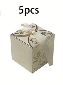 20个/5个/包 豪华金箔礼盒,派对回礼,婚礼装饰,带盖丝带纸方形礼盒,适用于婴儿派对、新娘派对、毕业典礼、单身派对,郁金香压花精致包装礼盒,高端婚礼仪式优雅礼盒,派对回礼盒 - 彩色 - 查看 20
