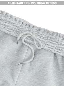 Women's Wide Leg Fleece Lined Sweatpants Winter Baggy Lounge Travel Pants Drawstring Athletic Joggers Fall Winter Spring Outfits - 淺灰色 - 查看 7