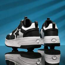 夏季青少年学生成人情侣潮流时尚透气低帮运动鞋双轮户外运动溜冰鞋男女