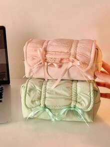 Valentine's Day1pc Fashion Ballerina Bow Design Pull-Out Pencil Case, Large Capacity Desktop Flip-Top Pencil Box, Suitable For Storing Pens, Erasers, Pencils, Markers And Other Stationery, Can Also Hold A Water Bottle On The Side. Suitable For School, Tutoring Classes, Office, Elementary And Middle School Students, Boys And Girls, Office Workers, Also A Great Back-To-School Gift. Back To School Season, School Supplies, Pencil Case, Backpack - 彩色 - 查看 6