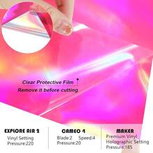 WRAPXPERT Holographic Vinyl Roll Pink, Holographic Permanent Vinyl Glossy Rainbow Craft 12\ X 5ft, Chrome No Bubble Iridescent For DIY Craft Decal, Hot Pink,12inchx5ft,HotPink - 亮粉紅色 - 查看 7