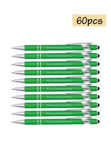 12/24/60/600 szt. Spersonalizowanych długopisów, artykuły szkolne, spersonalizowane długopisy z grawerem, spersonalizowane długopisy z imieniem, spersonalizowane rysiki do ekranów dotykowych, wysuwany długopis, prezenty do biura i szkoły dla kobiet/mężczyzn - Zielony - Zobacz 12