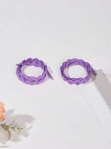 1 Pair 0.5CM Wide Fashionable Colorful Wave Edge S-Shaped Shoelaces 120CM, Suitable For Sneakers, Casual Shoes, Dress Shoes, Sold Separately From Shoes - Violet Purple - View 5