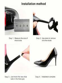 Bộ 15 dụng cụ sửa chữa gót giày nữ, bao gồm đinh giày, dụng cụ làm giãn giày, bộ chăm sóc gót giày cưới, miếng bảo vệ gót giày, nắp gót và các phụ kiện khác. - Màu be - Xem 4