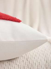 1pc/2pcs Valentine's Day Cushion Cover, Heart Plush Embroidery Canvas, Living Room Sofa Wedding Decor Holiday Gift - Red - View 6