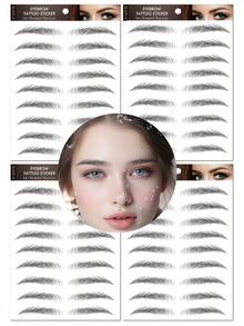 （4片/套）10款3D逼真毛发状眉毛纹身贴纸，防水眉妆临时纹身贴纸，适合不同妆容和脸型，持久自然，可用于日常妆容或眉毛整形手术 - 黑色 - 查看 16