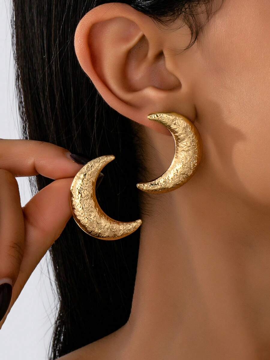 1 Đôi bông tai kim loại hình trăng lưỡi liềm độc đáo thời trang dành cho nữ trong tháng Ramadan - Vàng - Xem 1