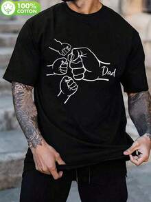 Feliz Día del Padre, papá de tres, camiseta de papá de 3 con golpe de puño - Blanco - Ver 7