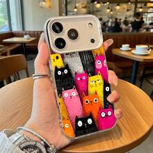 Funda de Teléfono con Patrón de Gatos Coloridos para Modelos de  y  Adecuada para Todas las Estaciones Opción de Regalo Ideal - Plateado - Ver 1