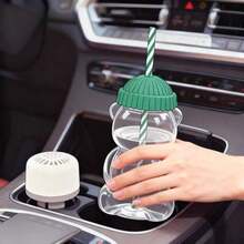 Glass Bear Cups, Honey Bear Straw Cups, Glass Cups With LIDS And Straws, Cute Mugs, Bear Duckbill Cups, Coffee, Beer, Wine, Cocktails, Beverage Glassware, 20 Ounces Unmarked Bear Cups - 墨綠色 - 查看 6