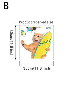 1 buc desene animate plajă skateboard pisoi autocolant decorativ din PVC autocolant detașabil autoadeziv ușor de rupt autocolant decor acasă pentru a-ți însenina viața decor de vacanță autocolante cadou de ziua de naștere de absolvire - Multicolor - Vizualizare 12