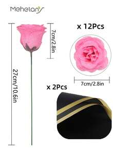 MEHELANY 20支/套 2.76英寸闪光玫瑰花束，DIY人造闪光花束，粉色仿真花，人造玫瑰，永不凋谢的闪亮人造玫瑰花束，适合周年纪念、订婚、结婚礼物、家居装饰、办公室厨房装饰、派对装饰、房间装饰、情人节装饰、母亲节装饰、送给女友、妈妈、女士的生日礼物（含包装纸）