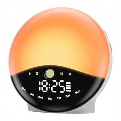 HAWTWake Up Light Sunrise Alarm Clock For Bedrooms Rechargeable Sound Machine Night Light 28 Sleep Sounds 12 Colors Dual Alarms White Noise Sound Machine For Baby And Adults