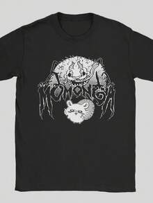 Metal Momonga Dekatsuyo Chiikawas T-Shirts Men  Hipster 100% Cotton Tee Shirt O Neck Short Sleeve T S - 黑色 - 查看 1