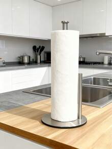 1个厨房纸巾架，台面纸巾分配器，餐巾纸盒架，不锈钢厨房纸巾架，带加重底座，节省空间设计，适用于纸巾、餐巾纸、厨房卷纸，壁挂式收纳整理架，现代厨房配件，耐用厨房实用工具，壁挂式分配器，厨房收纳配件