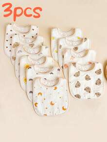 Baby Bibs, U-Shaped Gauze Bib, Muslin Breathable Absorbent Bib - Multicolor - View 13