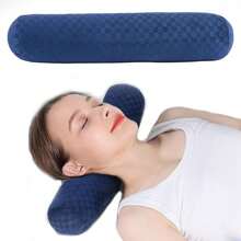 Health Cervical Neck Roll, Comfortable And Highly Resilient Bolster Pillows, Round Neck Pillows Support For Sleeping, Large Size Bolster Pillow For Bed, Legs, Back And Yoga (Checkerboard--Blue),Checkerboard--Blue - 棋盤格--藍色 - 查看 1