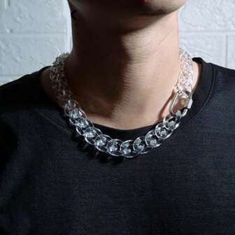 1件男士嘻哈时尚项链，亚克力材质，最新创意项链，时尚日常佩戴礼物，高端