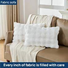 Beige Print Faux Fur Fluffy Pillowcases,Pl 11ush Shaggy Soft Pillow Cover, Fuzzy Decorative Cushion Pillow Cases, Furry Pillow Shams For Bed Sofa Bedroom,Set Of 2-20x26 Inch,26inchx20inch(Packof2),Beige - 米色 - 查看 7