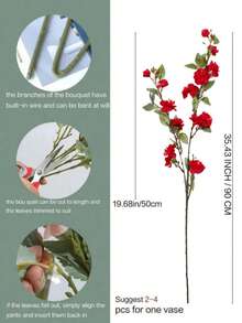 1/2/3pcs Artificial Camellia Flowers, 90cm Fake Rose Flowers, Suitable For Wall, Living Room, Bedroom, Wedding, Party Decoration, Tabletop Decor. Home, Desktop, Kitchen, Wedding, Dining Table, Center Piece, Office, Garden, Outdoor, House, Yard Decoration, Suitable For Spring, Summer, Autumn, Winter. - Red - View 3